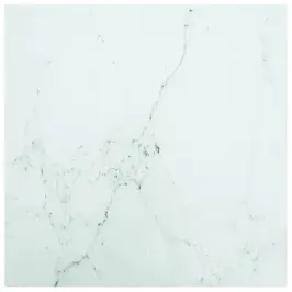 Galda Virsma, Balta, 50X50 Cm, 6 Mm, Stikls Ar Marmora Dizainu Vidaxl