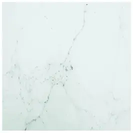 Galda Virsma, Balta, 60X60 Cm, 6 Mm, Stikls Ar Marmora Dizainu Vidaxl