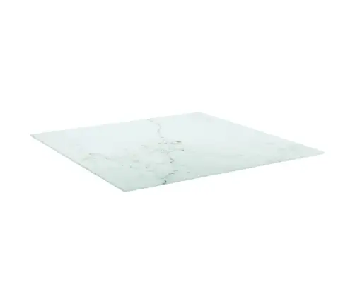 Galda Virsma, Balta, 80X80 Cm, 6 Mm, Stikls Ar Marmora Dizainu Vidaxl