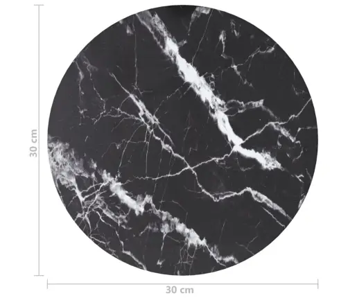Lauaplaat, Must Ø30X0,8 cm Karastatud Klaas Marmordisain