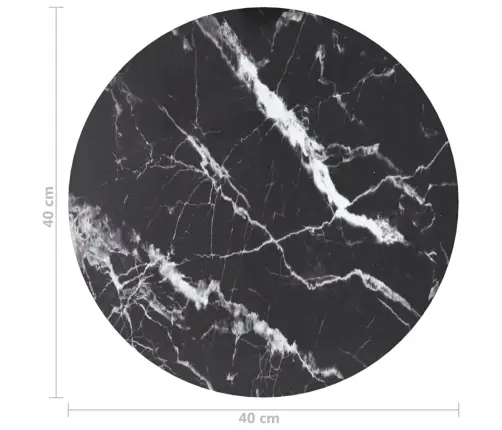 Lauaplaat, Must Ø40X0,8 cm Karastatud Klaas Marmordisain