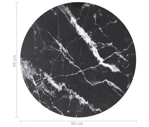 Galda Virsma, Melna, Ø50X0,8 Cm, Stikls Ar Marmora Dizainu Vidaxl