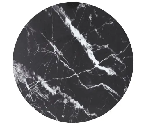 Galda Virsma, Melna, Ø70X0,8 Cm, Stikls Ar Marmora Dizainu Vidaxl