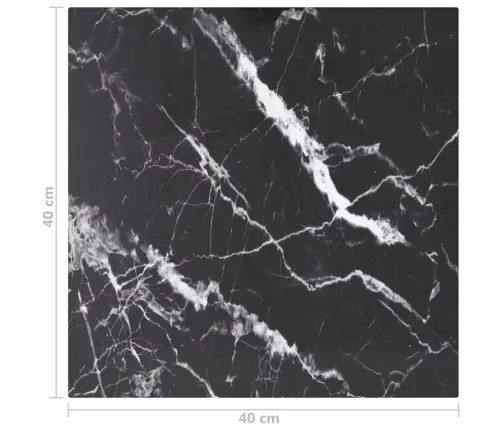 Lauaplaat, Must 40X40 cm 6 Mm, Karastatud Klaas Marmordisain