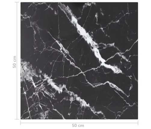 Galda Virsma, Melna, 50X50 Cm, 6 Mm, Stikls Ar Marmora Dizainu Vidaxl