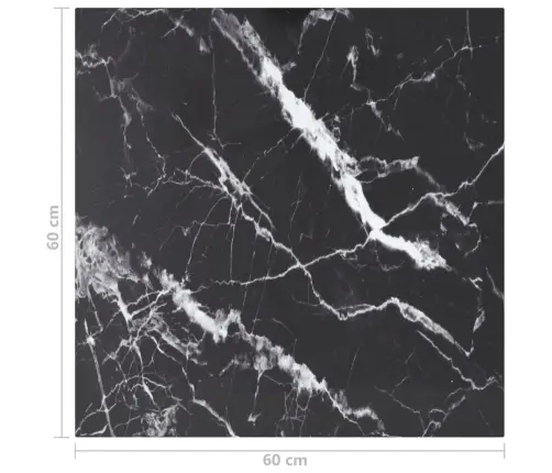 Galda Virsma, Melna, 60X60 Cm, 6 Mm, Stikls Ar Marmora Dizainu Vidaxl