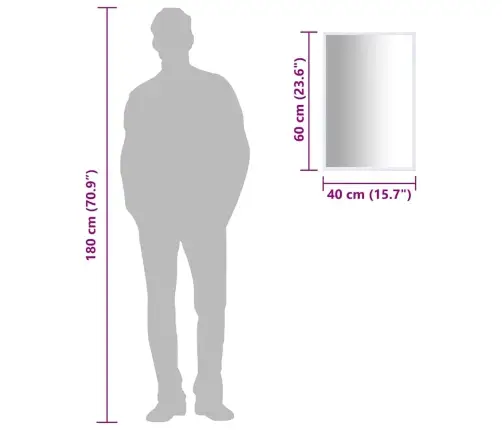 Spogulis, 60X40 Cm, Balts Vidaxl