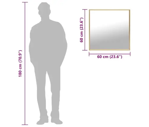 Spogulis, 60X60 Cm, Zelta Krāsā Vidaxl