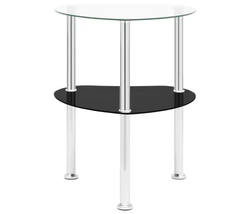 2 Līmeņu Galdiņš, 38X38X50Cm, Caurspīdīgs, Melns, Rūdīts Stikls Vidaxl