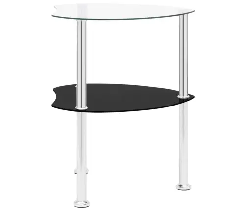 2 Līmeņu Galdiņš, 38X38X50Cm, Caurspīdīgs, Melns, Rūdīts Stikls Vidaxl