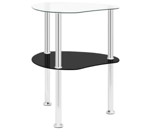 2 Līmeņu Galdiņš, 38X38X50Cm, Caurspīdīgs, Melns, Rūdīts Stikls Vidaxl