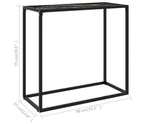Konsoles Galdiņš, Melns, 80X35X75 Cm, Rūdīts Stikls Vidaxl