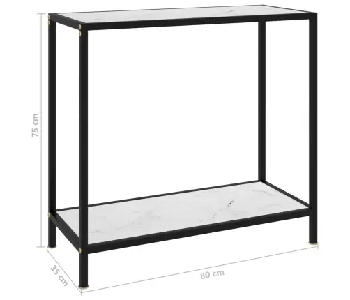 Konsoles Galdiņš, Balts, 80X35X75 Cm, Rūdīts Stikls Vidaxl