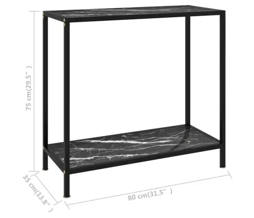 Konsoollaud, Must, 80 X 35 X 75 cm Karastatud Klaas