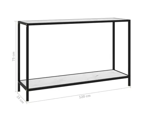 Konsoles Galdiņš, Balts, 120X35X75 Cm, Rūdīts Stikls Vidaxl