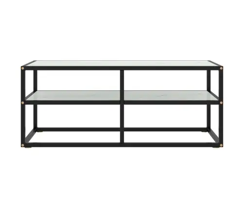 Tv Galdiņš, Melns, Balts Marmora Raksts, 100X40X40 Cm, Stikls Vidaxl