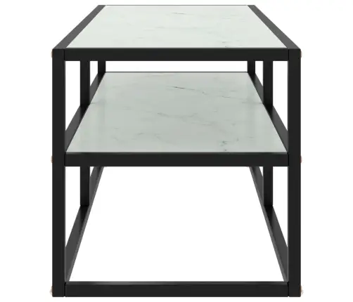 Tv Galdiņš, Melns, Balts Marmora Raksts, 100X40X40 Cm, Stikls Vidaxl