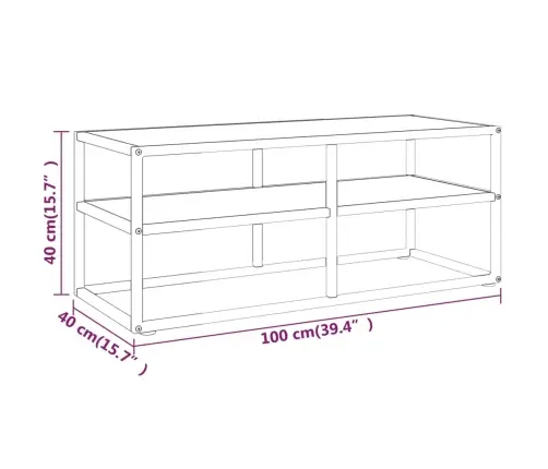 Tv Galdiņš, Melns, Balts Marmora Raksts, 100X40X40 Cm, Stikls Vidaxl