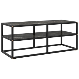 Tv Galdiņš, Melns Marmora Raksts, 100X40X40 Cm, Stikls Vidaxl