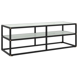 Tv Galdiņš, Melns, Balts Marmora Raksts, 120X40X40 Cm, Stikls Vidaxl