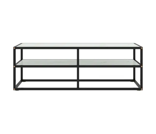 Tv Galdiņš, Melns, Balts Marmora Raksts, 120X40X40 Cm, Stikls Vidaxl