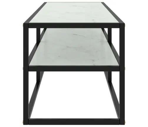 Tv Galdiņš, Melns, Balts Marmora Raksts, 120X40X40 Cm, Stikls Vidaxl