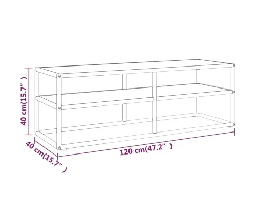 Tv Galdiņš, Melns, Balts Marmora Raksts, 120X40X40 Cm, Stikls Vidaxl
