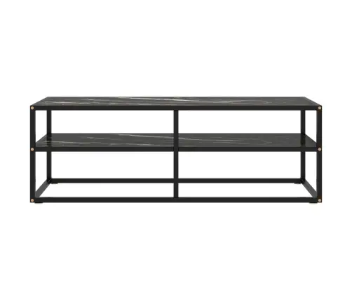 Tv Galdiņš, Melns Marmora Raksts, 120X40X40 Cm, Stikls Vidaxl