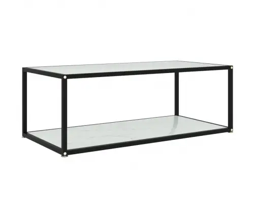 Kafijas Galdiņš, Balts, 100X50X35 Cm, Rūdīts Stikls Vidaxl