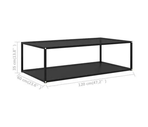 Kavos Staliukas, Juodas, 120X60X35cm Grūdintas Stiklas