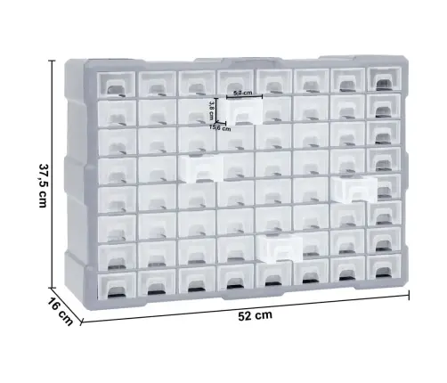 Stelažas Su 64 Stalčiais, 52X16X37,5Cm