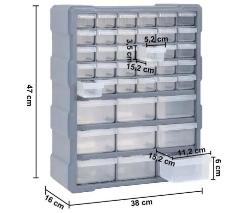 Plaukts Ar 39 Atvilktnēm, 38X16X47 Cm Vidaxl