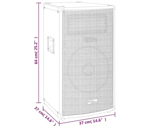 Profesionāls Pasīvais Skatuves Skaļrunis, 1000 W, 37X37X64 Cm Vidaxl