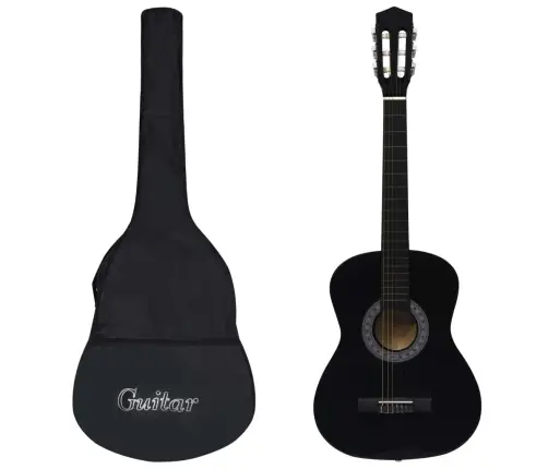 Klassikaline Kitarr Algajatele Kotiga, Must 3/4 36"