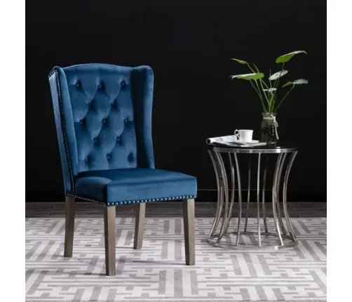 Virtuves Krēsli, 4 Gab., Zils Samts Vidaxl Virtuves Krēsli, 4 Gab., Zils Samts Vidaxl