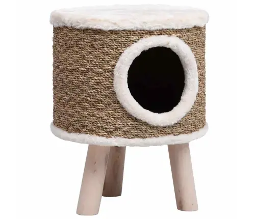 Kaķu Māja Ar Koka Kājām, 41 Cm, Jūraszāles Vidaxl