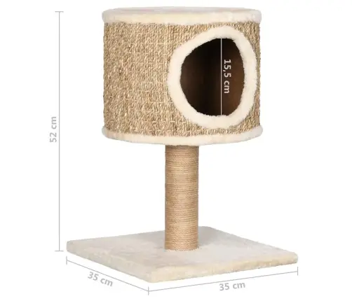 Kaķu Māja Ar Mājiņu Un Stabu Nagu Asināšanai, 52 Cm, Jūraszāles Vidaxl