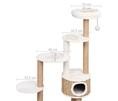 Kaķu Māja Ar Stabiem Nagu Asināšanai, 148 Cm, Jūraszāles Vidaxl