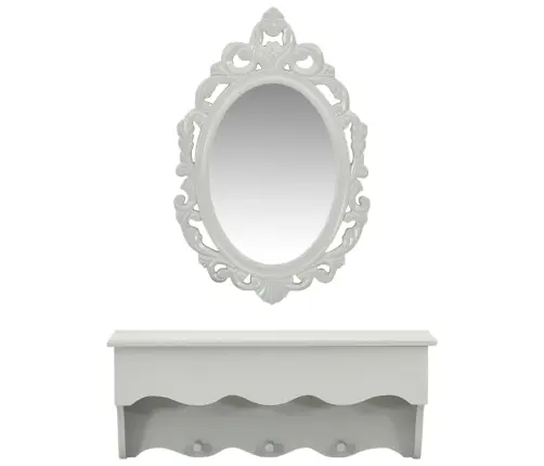 Sienas Atslēgu Plaukts Ar Spoguli Un Pakaramajiem, Pelēks Vidaxl