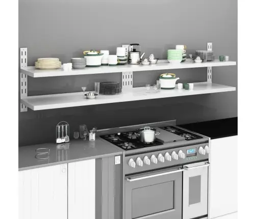 2-Korruselised Seinariiulid 2 Tk, Roostevaba Teras 240 X 30 Cm