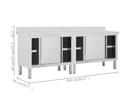 Darba Galdi Ar Bīdāmām Durvīm, 2 Gb., 240X50X(95-97)Cm, Tērauds Vidaxl