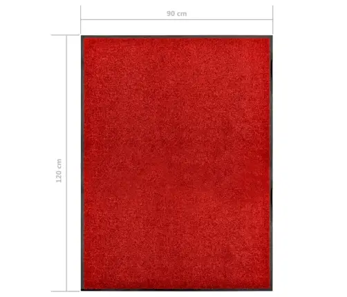 Durvju Paklājs, Mazgājams, Sarkans, 90X120 Cm Vidaxl