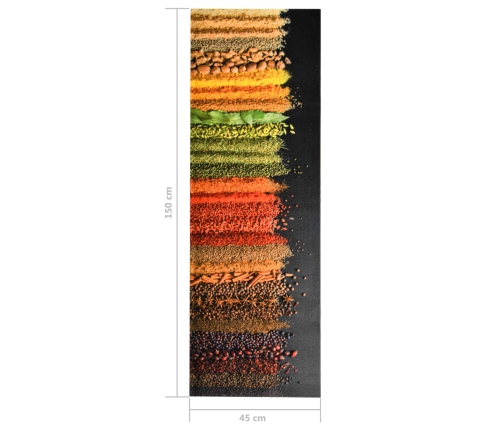 Virtuves Paklājs, Mazgājams, Apdruka Ar Garšvielām, 45X150 Cm Vidaxl