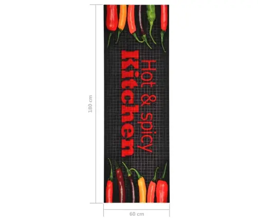 Virtuves Paklājs, Mazgājams, Hot&Spicy Apdruka, 60X180 Cm Vidaxl