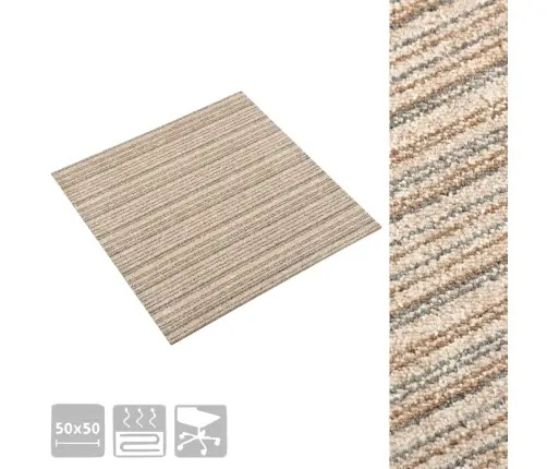 Paklājflīzes, 20 Gab., 5 M², 50X50 Cm, Bēšas Ar Svītrām Vidaxl