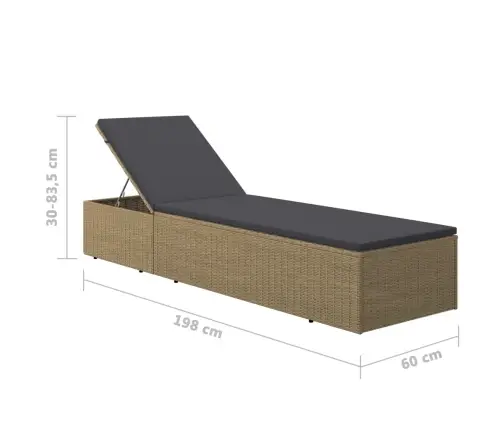 Sauļošanās Zvilnis, Brūns Ar Tumši Pelēku, Pe Rotangpalma Vidaxl