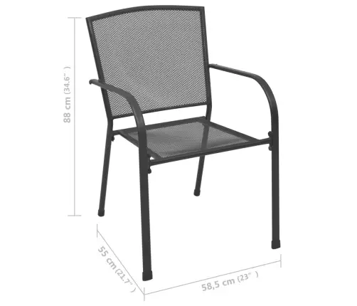 Āra Krēsli, 4 Gab., Antracītpelēki, Sieta Dizains, Tērauds Vidaxl