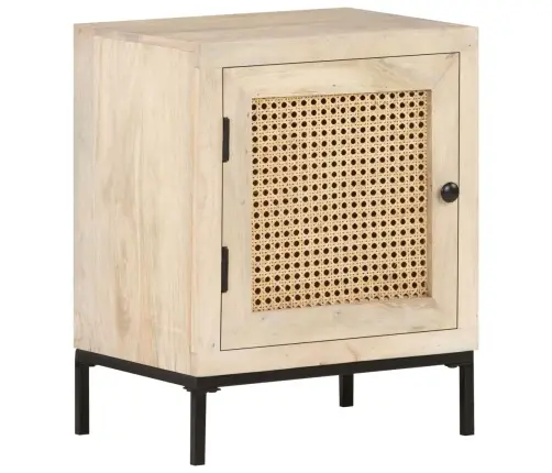 Naktsskapītis, 40X30X50 Cm, Mango Masīvkoks Un Dabīgas Niedres Vidaxl Naktsskapītis, 40X30X50 Cm, Mango Masīvkoks Un Dabīgas Niedres Vidaxl