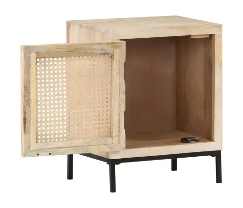 Naktsskapītis, 40X30X50 Cm, Mango Masīvkoks Un Dabīgas Niedres Vidaxl Naktsskapītis, 40X30X50 Cm, Mango Masīvkoks Un Dabīgas Niedres Vidaxl