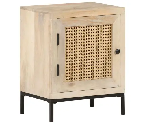 Naktsskapītis, 40X30X50 Cm, Mango Masīvkoks Un Dabīgas Niedres Vidaxl Naktsskapītis, 40X30X50 Cm, Mango Masīvkoks Un Dabīgas Niedres Vidaxl